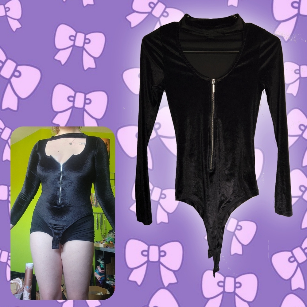 Velvet Zipper Bodysuit